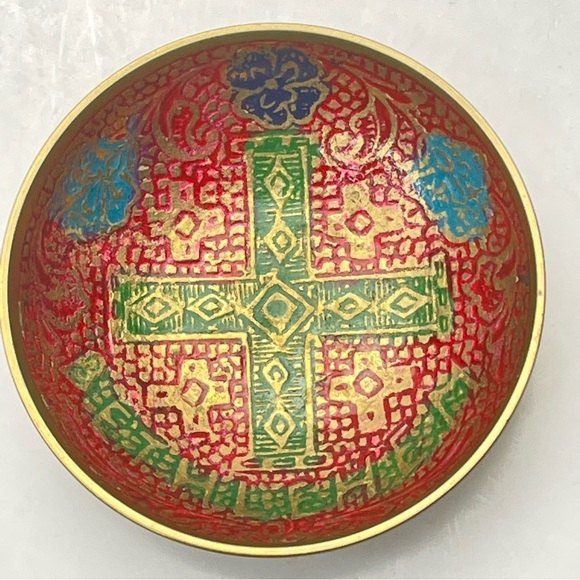 Brass Enamelled Bethlehem Small Trinket Bowl - Picture 3 of 10